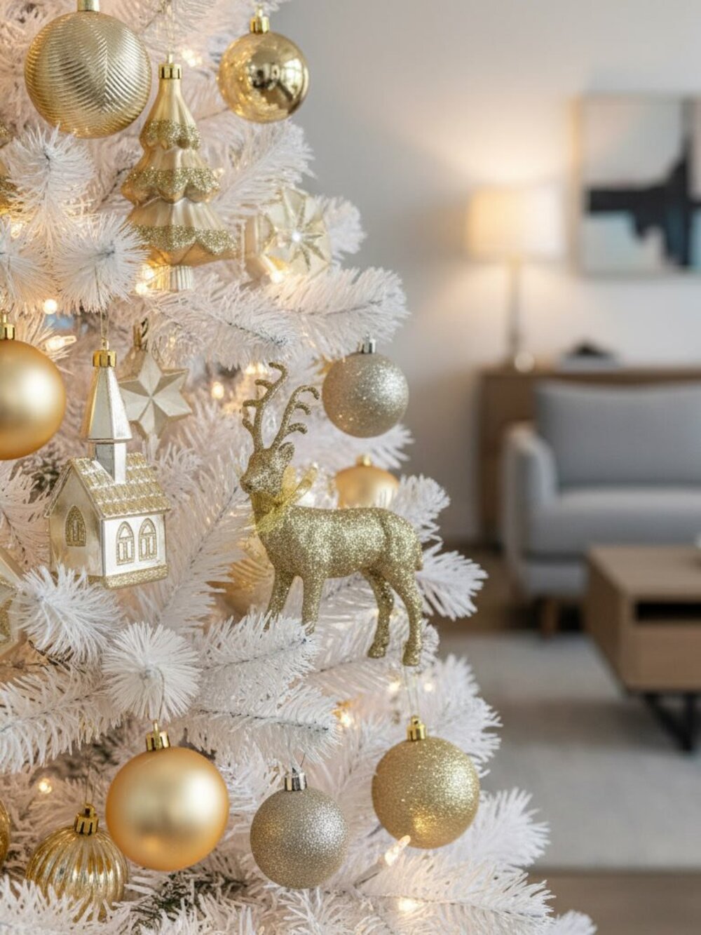 Gold Shatterproof Christmas Tree Trimming Ornaments - 15 Piece Set